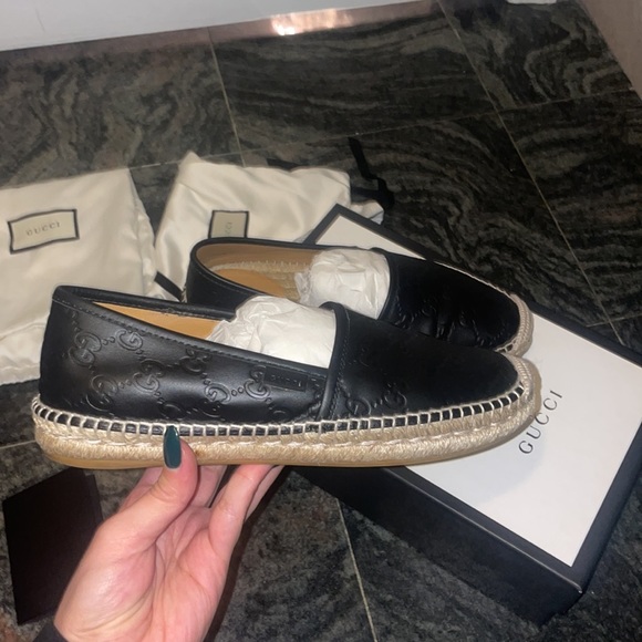 Gucci Black Guccissima Leather Espadrilles - Picture 3 of 5